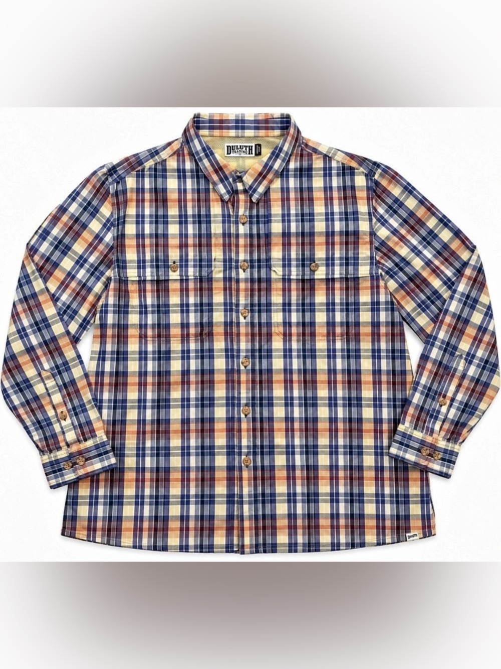 Duluth Trading Co Untucked Length Plaid Vented Outdoor Fishing Shirt Men